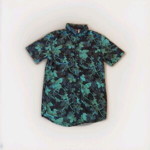 Adidas Skateboarding Button Up Shirt Mens Small Green Poison Ivy Leaves